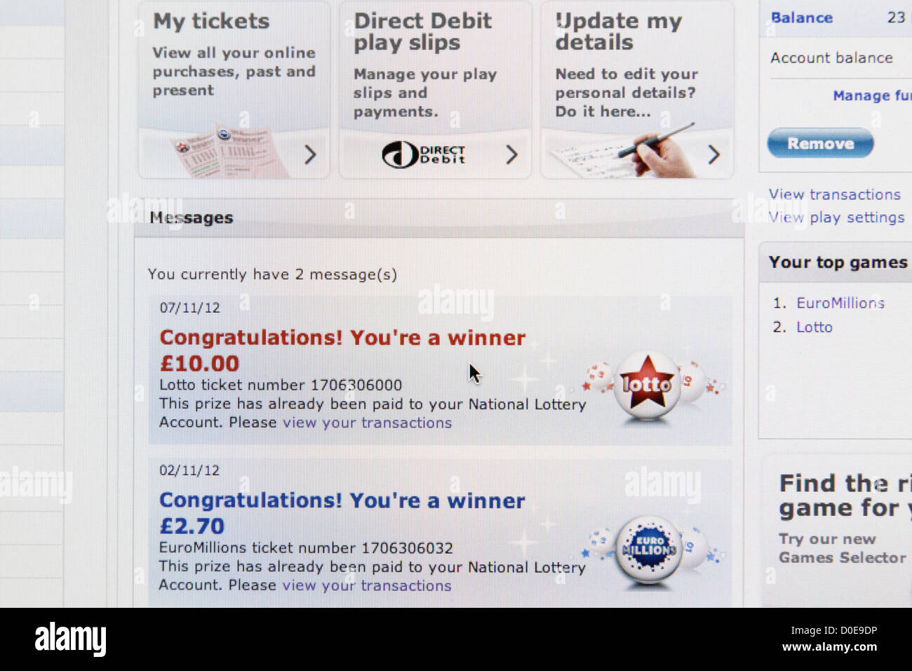 Online lottery